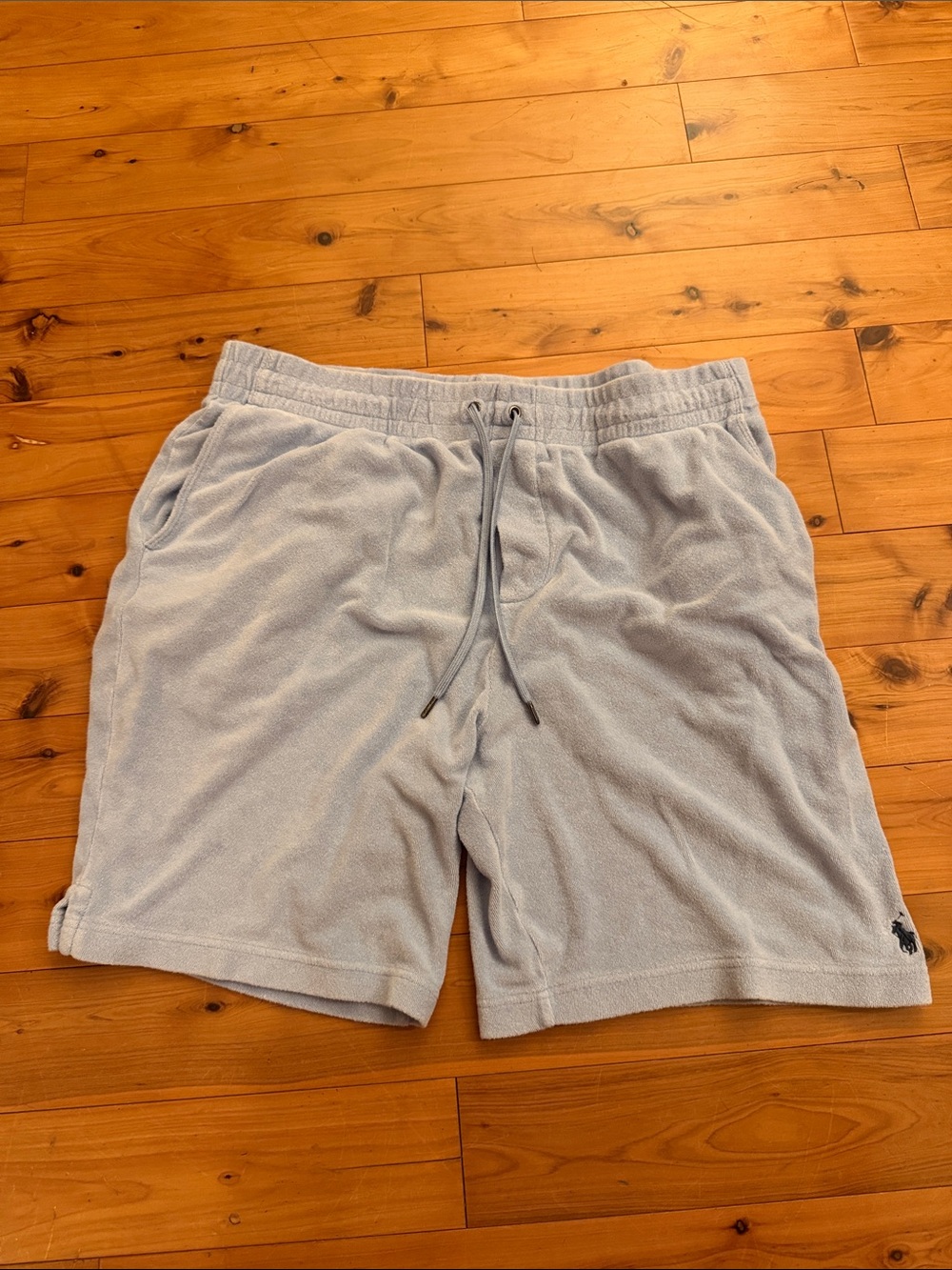 Polo by Ralph Lauren Light Blue Terry Shorts with Drawstring
